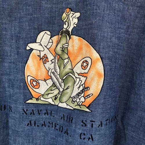 BUZZ RICKSONS BLUE CHAMBRAY L/S WORK SHIRT ”NAS ALAMEDA”