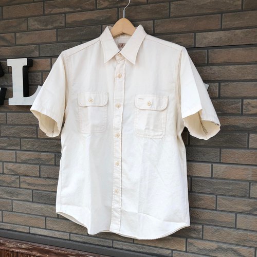 SUGAR CANE COLOR DENIM S/S WORK SHIRT OFF WHITE