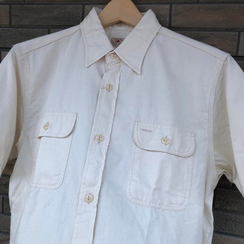 SUGAR CANE COLOR DENIM S/S WORK SHIRT OFF WHITE
