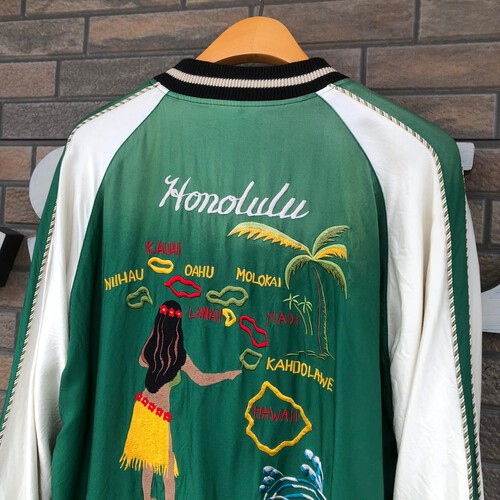 希少デッド!テーラー東洋 エイジングスカジャン HAWAII MAP×FLYING DRAGON