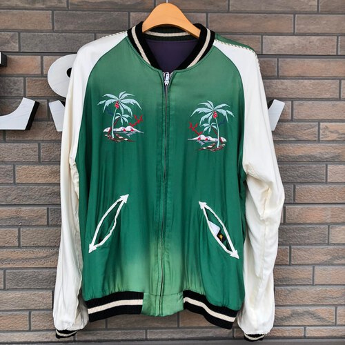 希少デッド!テーラー東洋 エイジングスカジャン HAWAII MAP×FLYING DRAGON