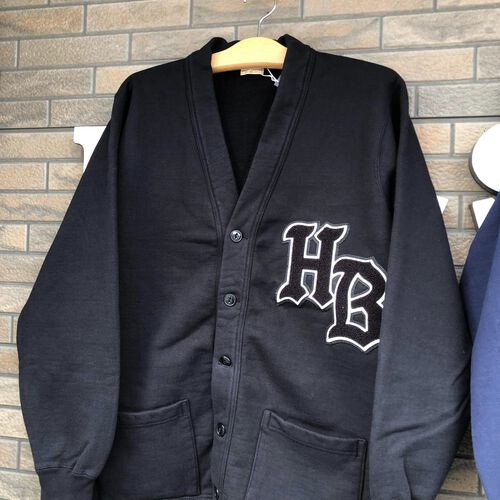WHITESVILLE SWEAT BUTTON FRONT CARDIGAN W/PATCH BLACK