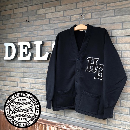 WHITESVILLE SWEAT BUTTON FRONT CARDIGAN W/PATCH BLACK