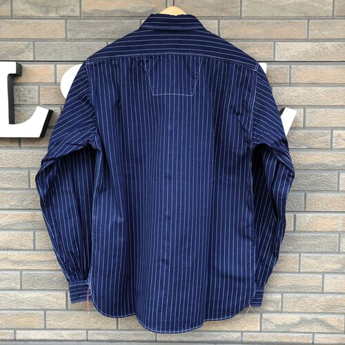 SUGAR CANE FR 8.5oz WABASH STRIPE L/S WORK SHIRT