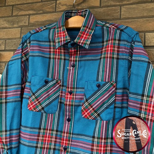 SUGAR CANE TWILL CHECK L/S WORK SHIRT SC28959-125