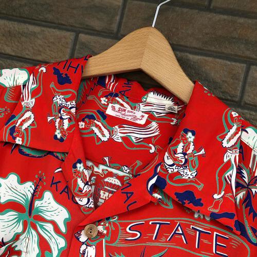 SUN SURF L/S RAYON HAWAIIANSHIRT “STATE OF HAWAII”