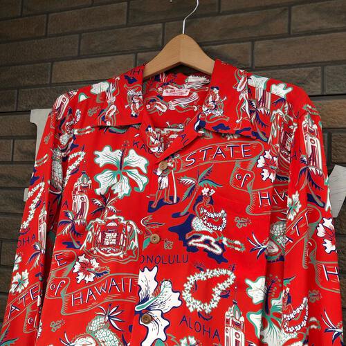SUN SURF L/S RAYON HAWAIIANSHIRT “STATE OF HAWAII”