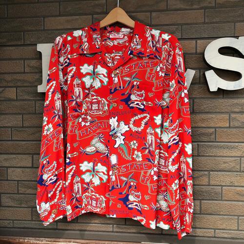 SUN SURF L/S RAYON HAWAIIANSHIRT “STATE OF HAWAII”