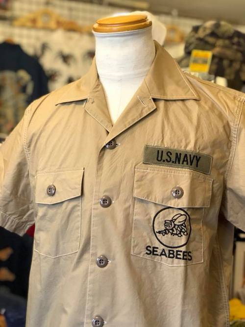 BUZZ RICKSONS VIET-NAM S/S UTILITY SHIRT 『SEABEES』 KHAKI