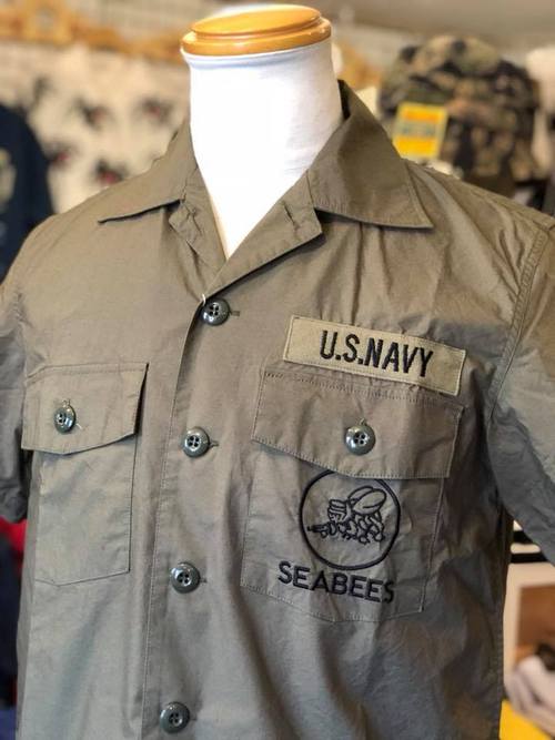 BUZZ RICKSONS VIET-NAM S/S UTILITY SHIRT 『SEABEES』OLIVE