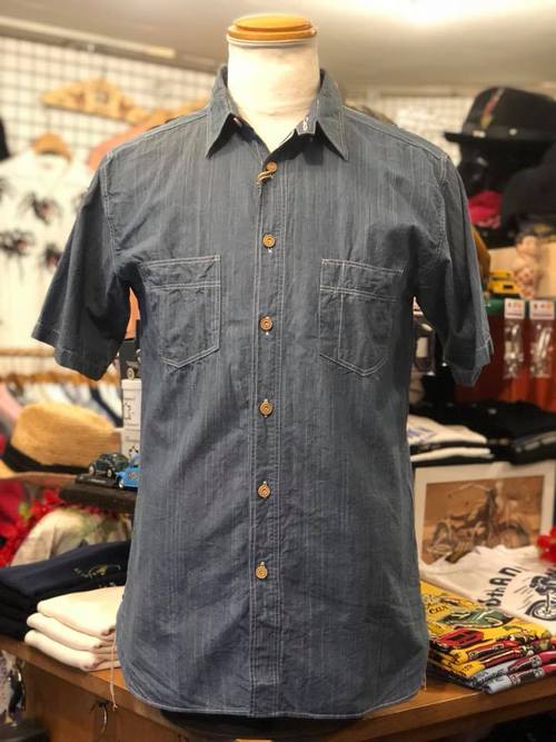 FICTION ROMANCE 3.5oz. HANK DYED CHAMBRAY S/S WORK SHIRT