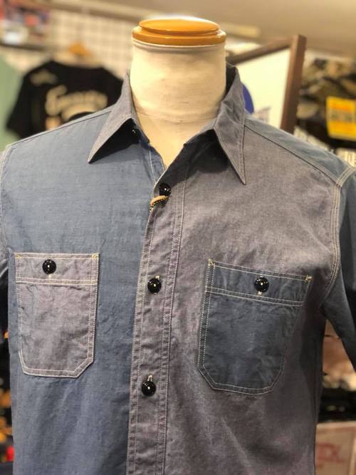 FICTION ROMANCE 5oz. VAT DYED&ROPE DYED S/S WORK SHIRT