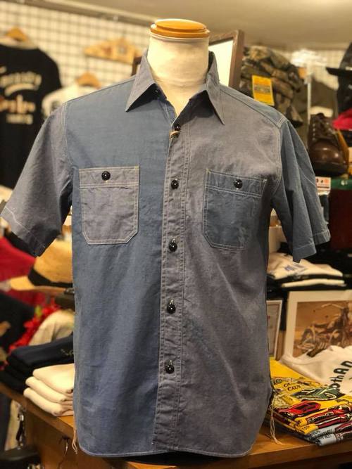 FICTION ROMANCE 5oz. VAT DYED&ROPE DYED S/S WORK SHIRT