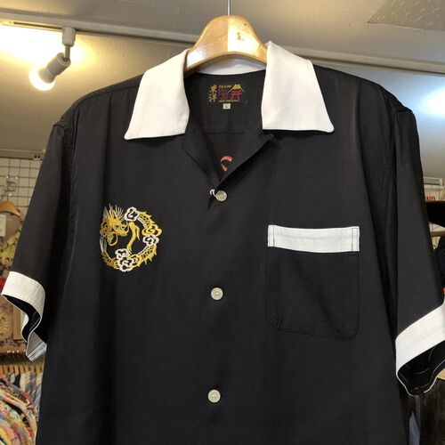 テーラー東洋 SUKA BOWLING SHIRT  “DRAGON HEAD” BLACK