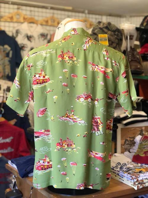 SUN SURF SP S/S HAWAIIAN SHIRT 『TURN INTO THE WAR』OLIVE