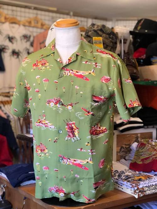 SUN SURF SP S/S HAWAIIAN SHIRT 『TURN INTO THE WAR』OLIVE