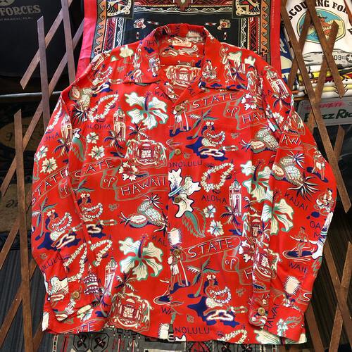 希少長袖アロハ!SUN SURF RAYON HAWAIIANSHIRT “STATE OF HAWAII”