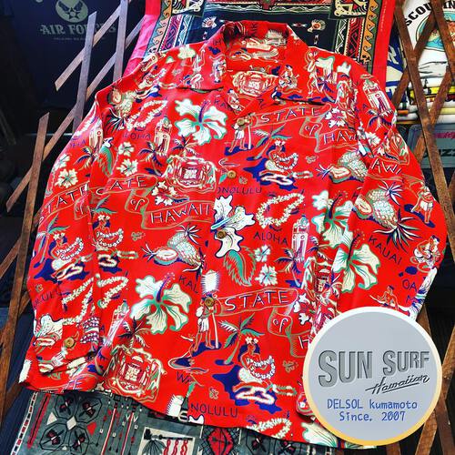 希少長袖アロハ!SUN SURF RAYON HAWAIIANSHIRT “STATE OF HAWAII”