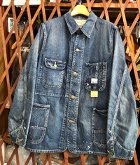 ヴィンテージ感溢れるリアルエイジング加工カバーオール！SUGAR CANEBLUE DENIM  WORK COAT