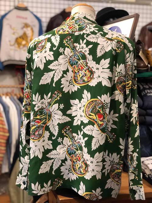 SUN SURF 2019SS 最新 長袖アロハシャツ 『UKULELE MELODY』GREEN