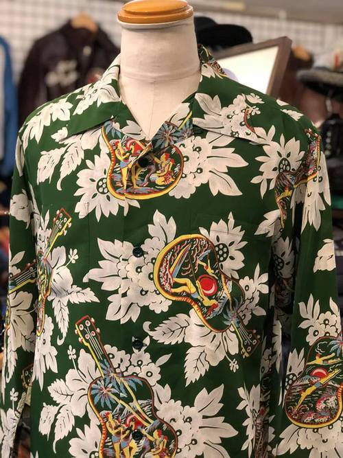 SUN SURF 2019SS 最新 長袖アロハシャツ 『UKULELE MELODY』GREEN
