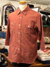 Sugar Cane Light C/L SLUB BROAD 3/4 SLEEVE WORK SHIRT RED