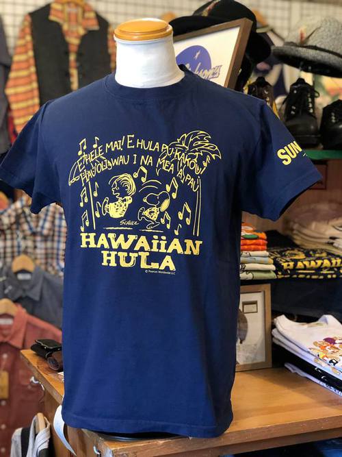 SUN SURF × PEANUTS S/S T-SHIRT Snoopy『HAWAIIAN HULA』NAVY
