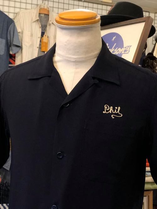 STYLE EYES RAYON BOWLING SHIRT NAVY