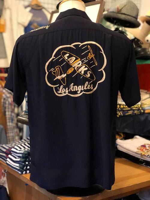 STYLE EYES RAYON BOWLING SHIRT NAVY
