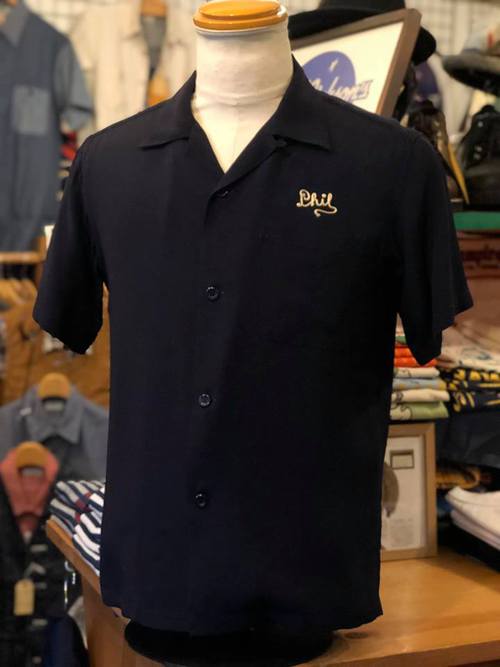 STYLE EYES RAYON BOWLING SHIRT NAVY