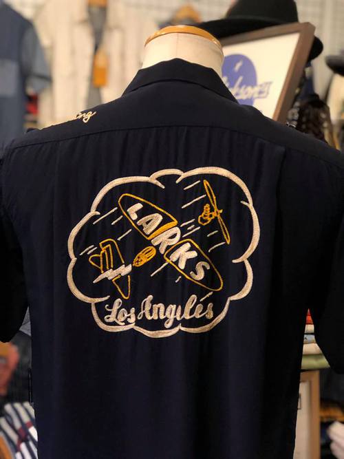 STYLE EYES RAYON BOWLING SHIRT NAVY