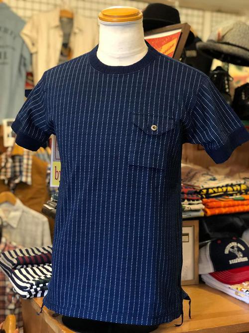 SUGAR CANE 4NEEDLES WABASH STRIPE CREW NECK POCKET Tee
