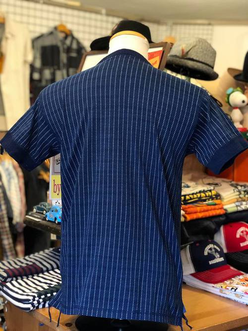 SUGAR CANE 4NEEDLES WABASH STRIPE CREW NECK POCKET Tee