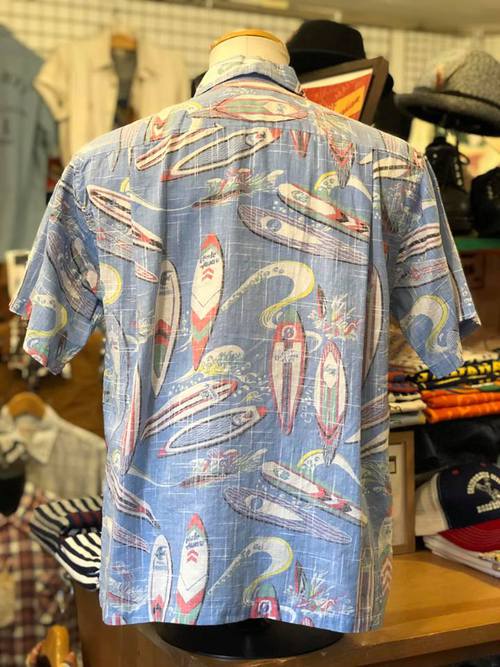 SUN SURF C/L SLUBYARN S/S OPEN SHIRT 『SURF BOARDS』 BLUE