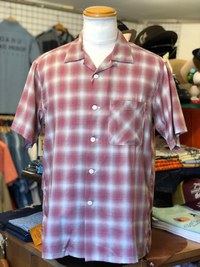 Sugar Cane Light T/C/R OMBRE CHECK  S/S OPEN SHIRT RED
