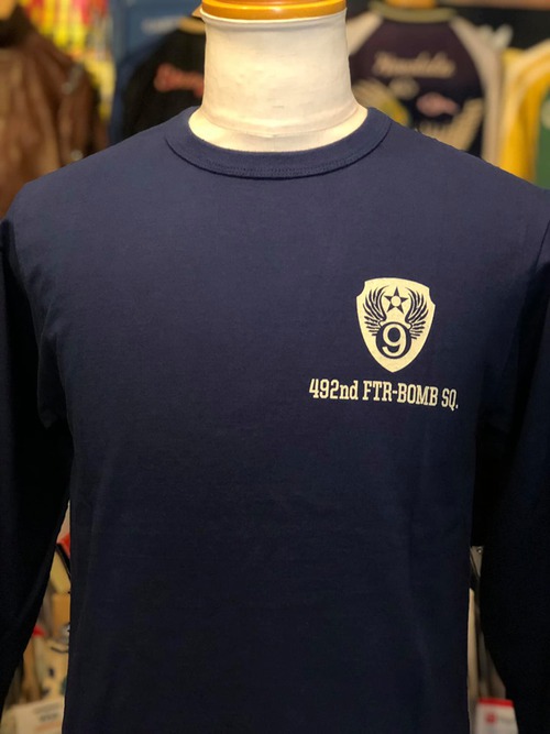 BUZZ RICKSONS L/S Tee 492nd FTR-BONB.SQ. NAVY