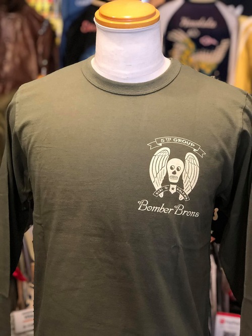 BUZZ RICKSONS L/S T-SHIRT BOMBER BARONS OLIVE