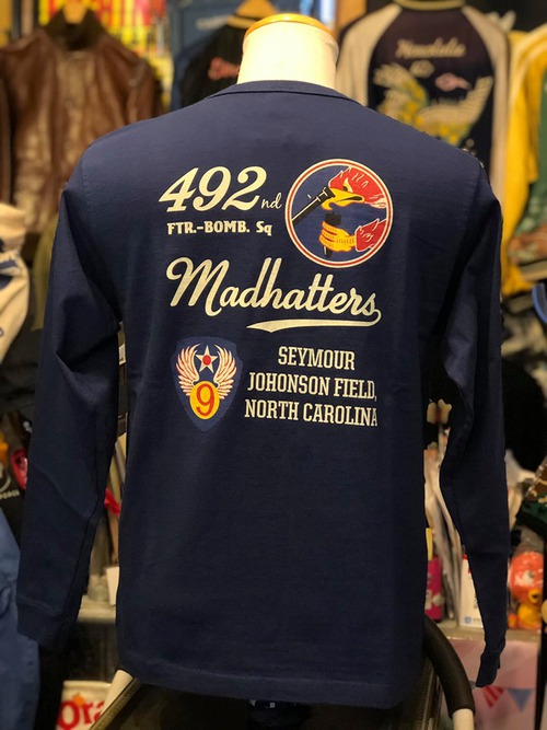 BUZZ RICKSONS L/S Tee 492nd FTR-BONB.SQ. NAVY
