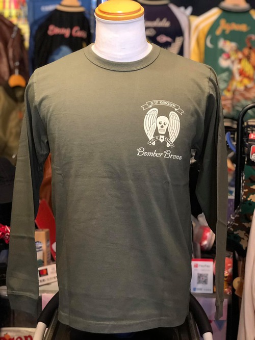 BUZZ RICKSONS L/S T-SHIRT BOMBER BARONS OLIVE