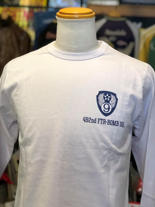 BUZZ RICKSONS L/S Tee 492nd FTR-BONB.SQ. WHITE