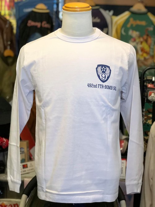 BUZZ RICKSONS L/S Tee 492nd FTR-BONB.SQ. WHITE