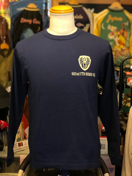 BUZZ RICKSONS L/S Tee 492nd FTR-BONB.SQ. NAVY