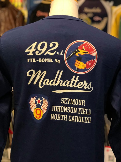 BUZZ RICKSONS L/S Tee 492nd FTR-BONB.SQ. NAVY