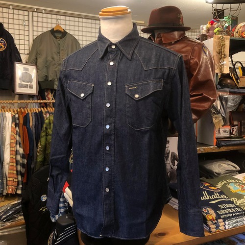 SUGAR CANE BLUE DENIM L/S WESTERN SHIRT A.BLUE