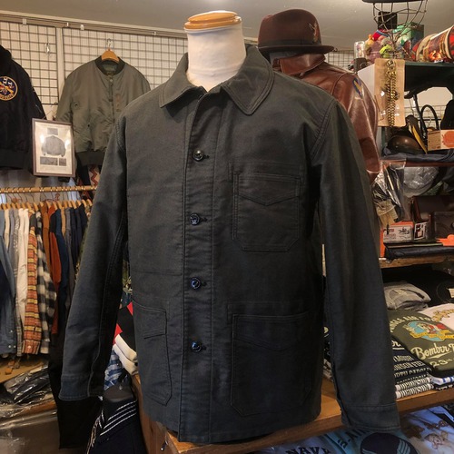 SUGAR CANE HERRINGBONE PRINT MOLESKIN FRENCH WORK JACKET