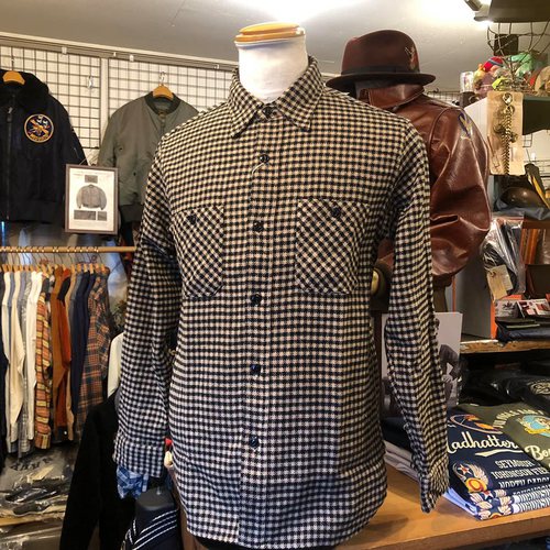 SUGAR CANE TWILL CHECK L/S WORK SHIRT SC28229-133/BEIGE