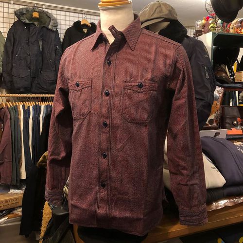 SUGAR CANE 6.5oz. INDIGO BEACH CLOTH WORK SHIRT RED