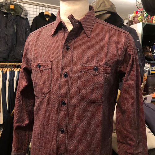 SUGAR CANE 6.5oz. INDIGO BEACH CLOTH WORK SHIRT RED