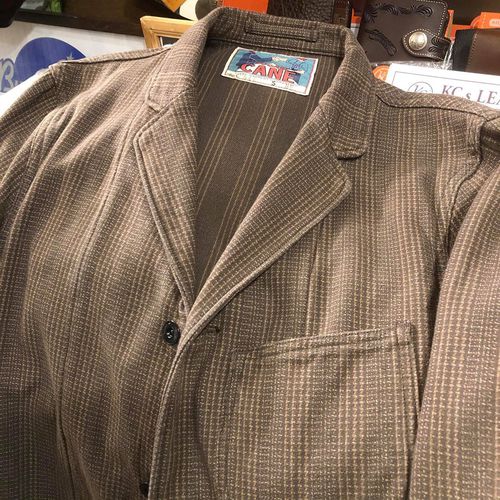 SUGAR CANE FICTION ROMANCE 11oz. SATTEN CHECK WORK JACKET