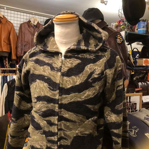 BUZZ RICKSONS HOODED FULL ZIP SWEAT PARKA TIGER CAMOUFLAGE